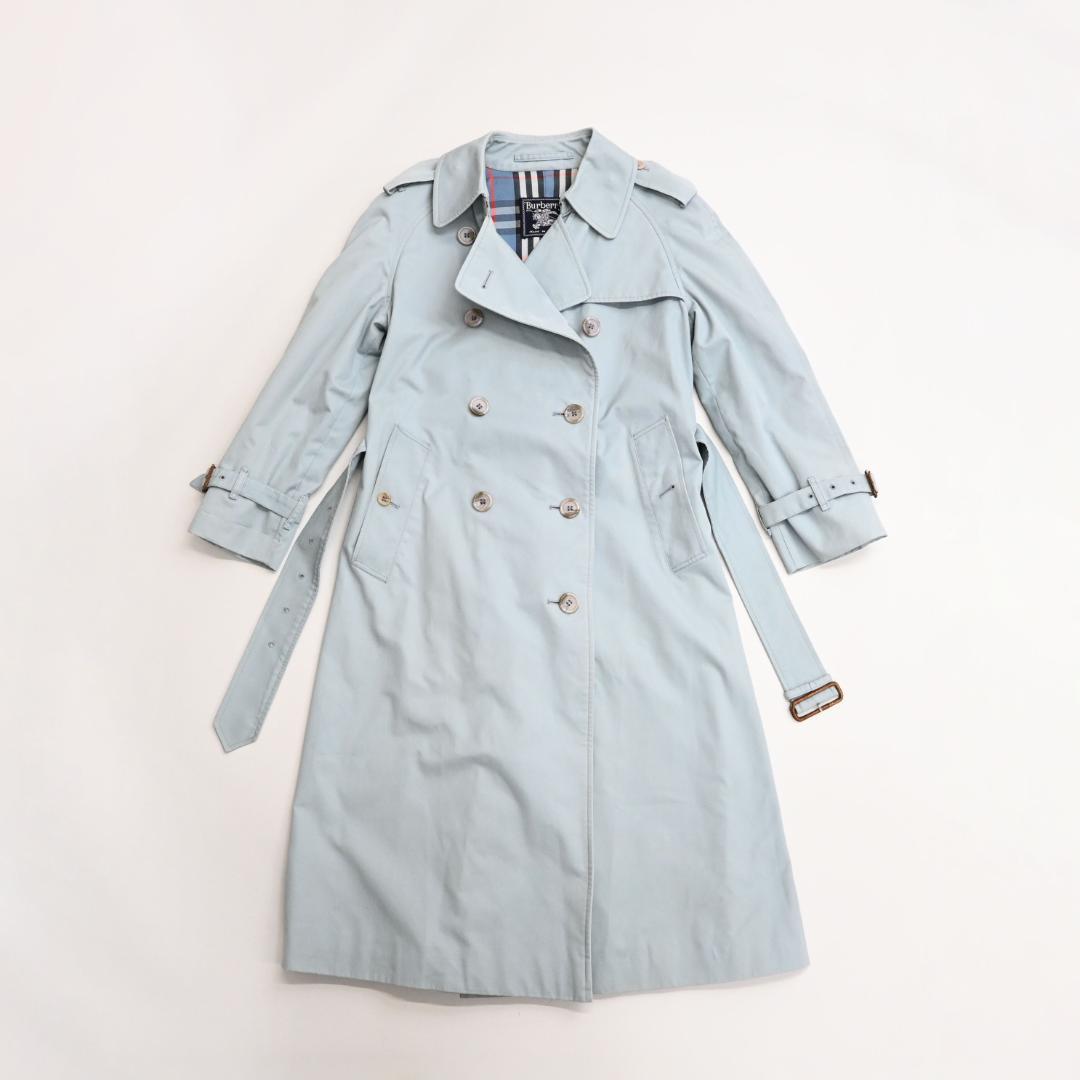 47957★年 バーバリーズ ノバチェック トレンチコート ライトブルー*