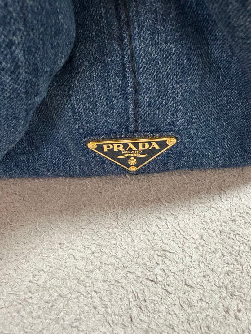 PRADA デニム トートバッグ ダークブルー