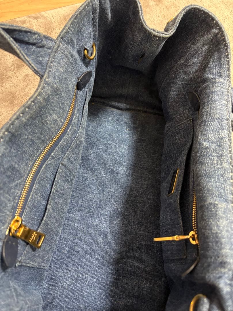 PRADA デニム トートバッグ ダークブルー