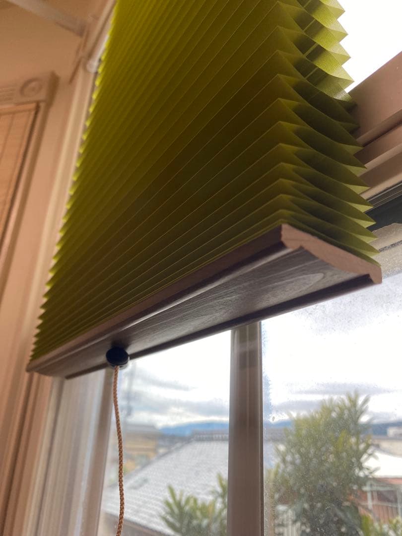 【6点セット】小窓ハニカムシェード 35×135cm グリーン、ブラウン