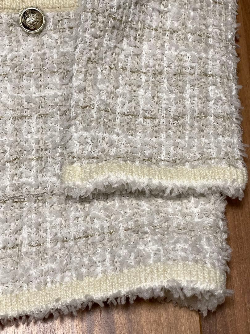 UNITED ARROWS ツイード モール パイピング カーディガン