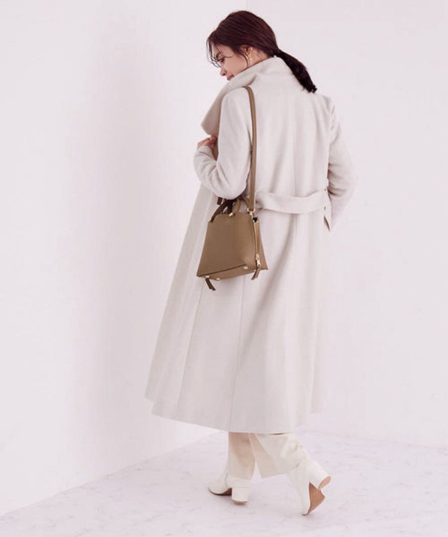 美品 ROPE プレミアムカシミヤショールカラーコート カシミヤ ベルト 38