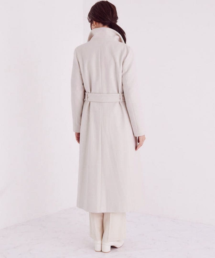 美品 ROPE プレミアムカシミヤショールカラーコート カシミヤ ベルト 38