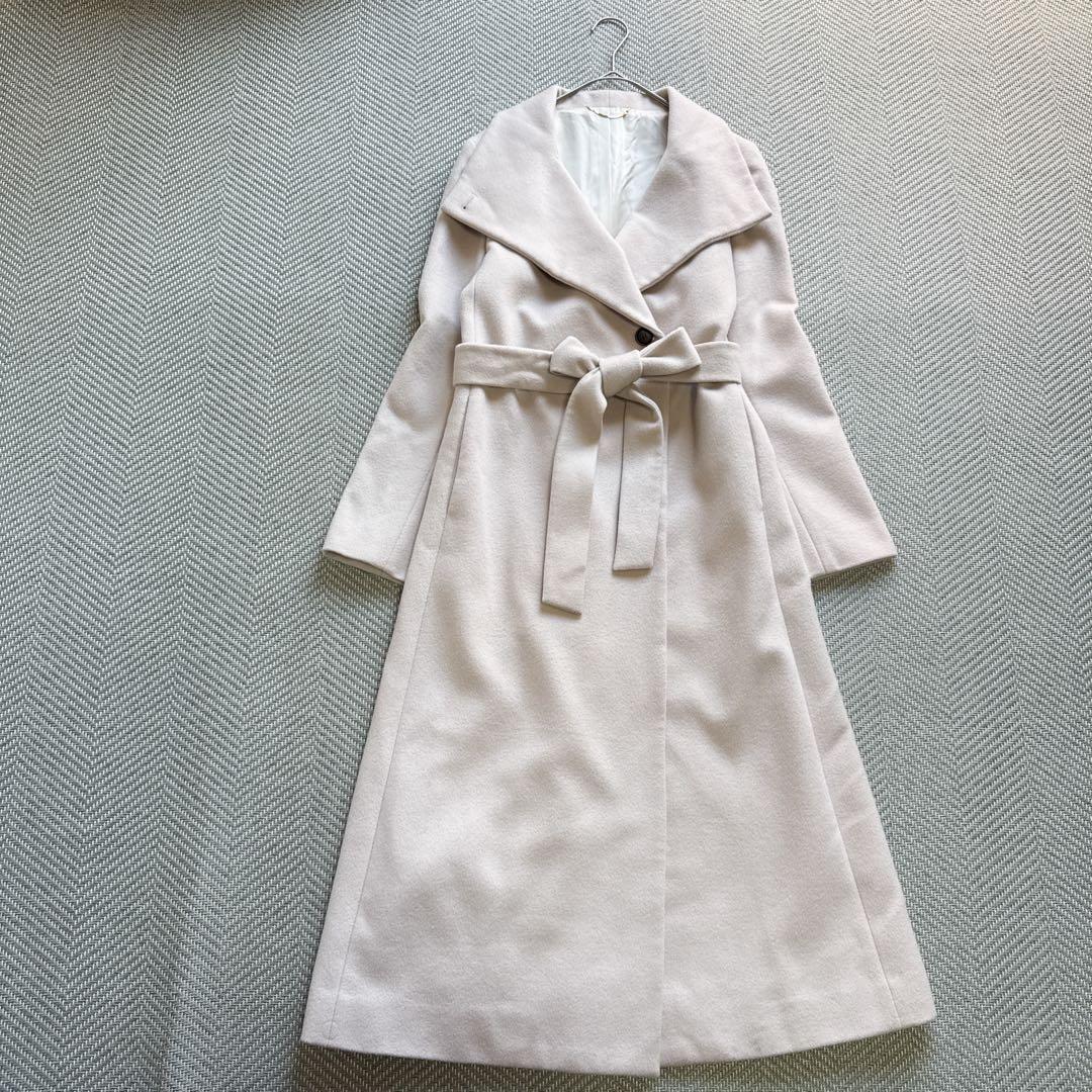 美品 ROPE プレミアムカシミヤショールカラーコート カシミヤ ベルト 38