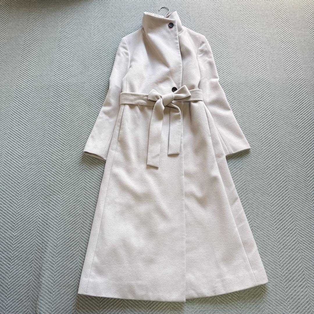 美品 ROPE プレミアムカシミヤショールカラーコート カシミヤ ベルト 38