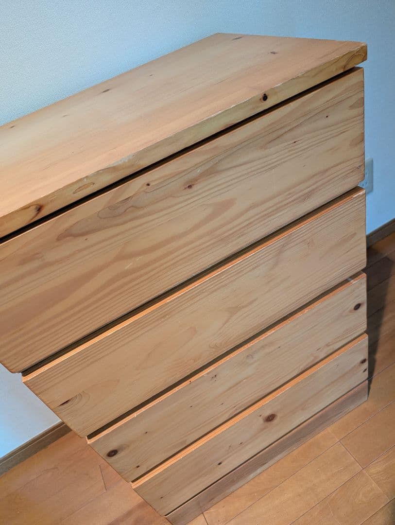 《送料込》無印良品 パイン材チェスト4段 木製家具 タンス 衣類収納 廃盤品