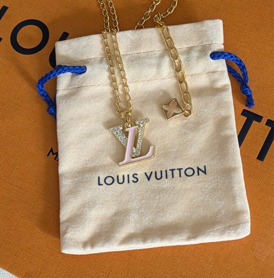 Louis Vuitton ロゴネックレス ゴールド/ピンク