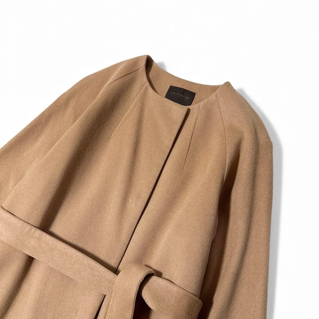 極美品✨️定価12万　トゥモローランド　ピュアカシミヤ ノーカラーコート　36