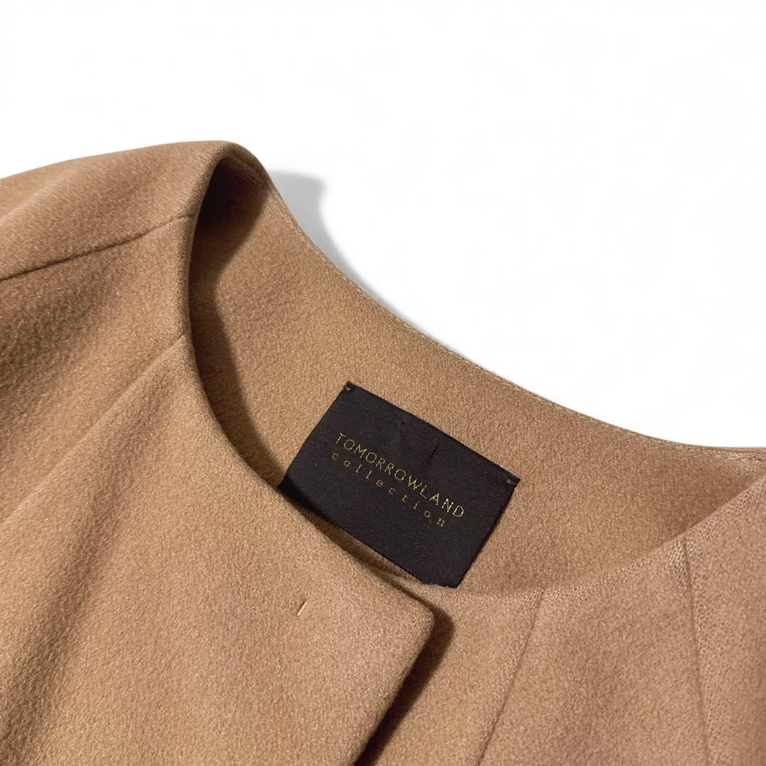 極美品✨️定価12万　トゥモローランド　ピュアカシミヤ ノーカラーコート　36