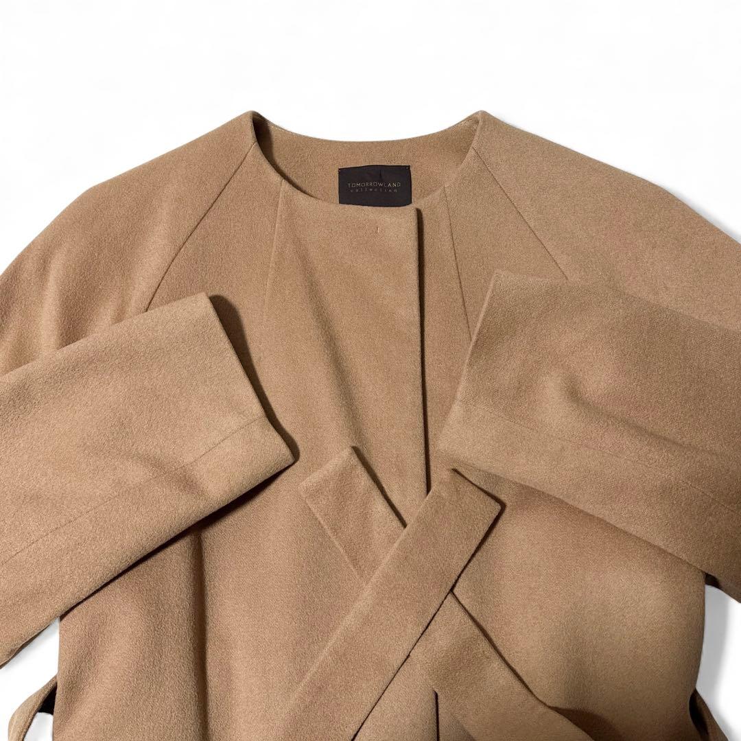 極美品✨️定価12万　トゥモローランド　ピュアカシミヤ ノーカラーコート　36