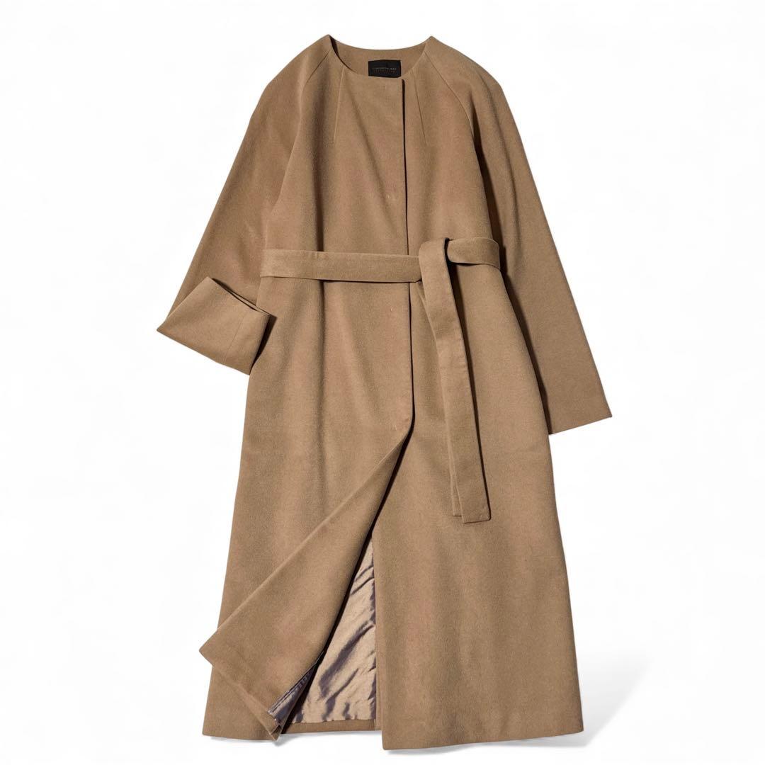 極美品✨️定価12万　トゥモローランド　ピュアカシミヤ ノーカラーコート　36