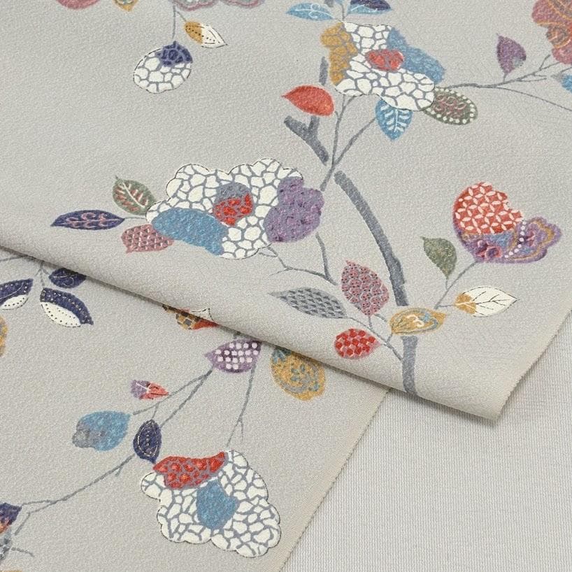 ゆりのはな　小紋着尺反物　小紋　着尺　反物　丹後ちりめん　花柄　正絹　B802