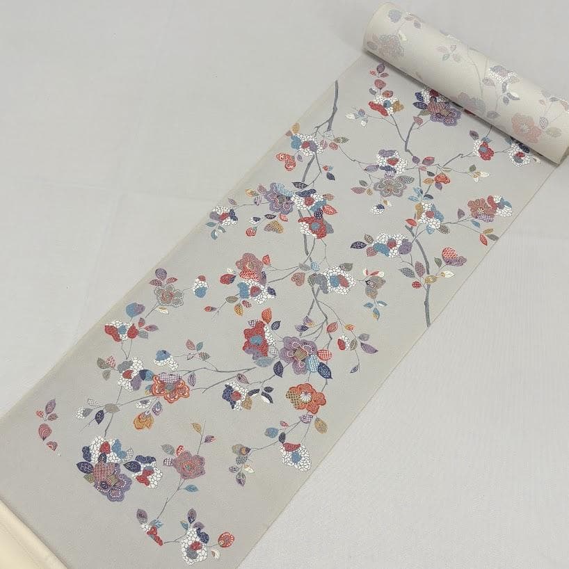 ゆりのはな　小紋着尺反物　小紋　着尺　反物　丹後ちりめん　花柄　正絹　B802