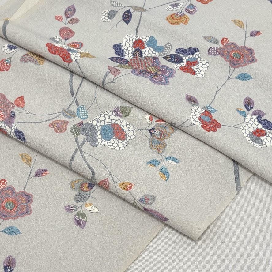 ゆりのはな　小紋着尺反物　小紋　着尺　反物　丹後ちりめん　花柄　正絹　B802