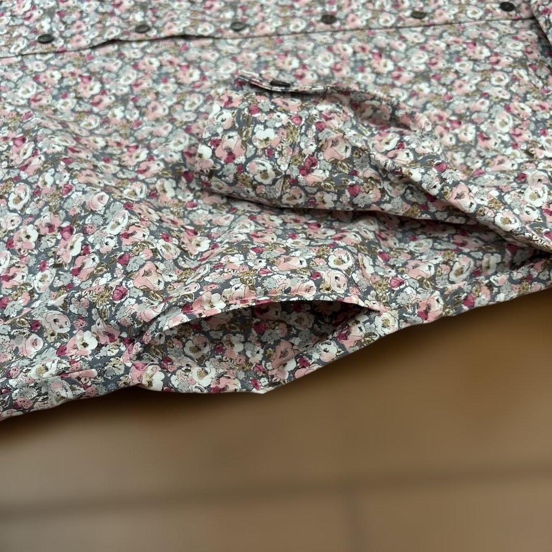 バンドカラー　シャツワンピース　リバティプリント