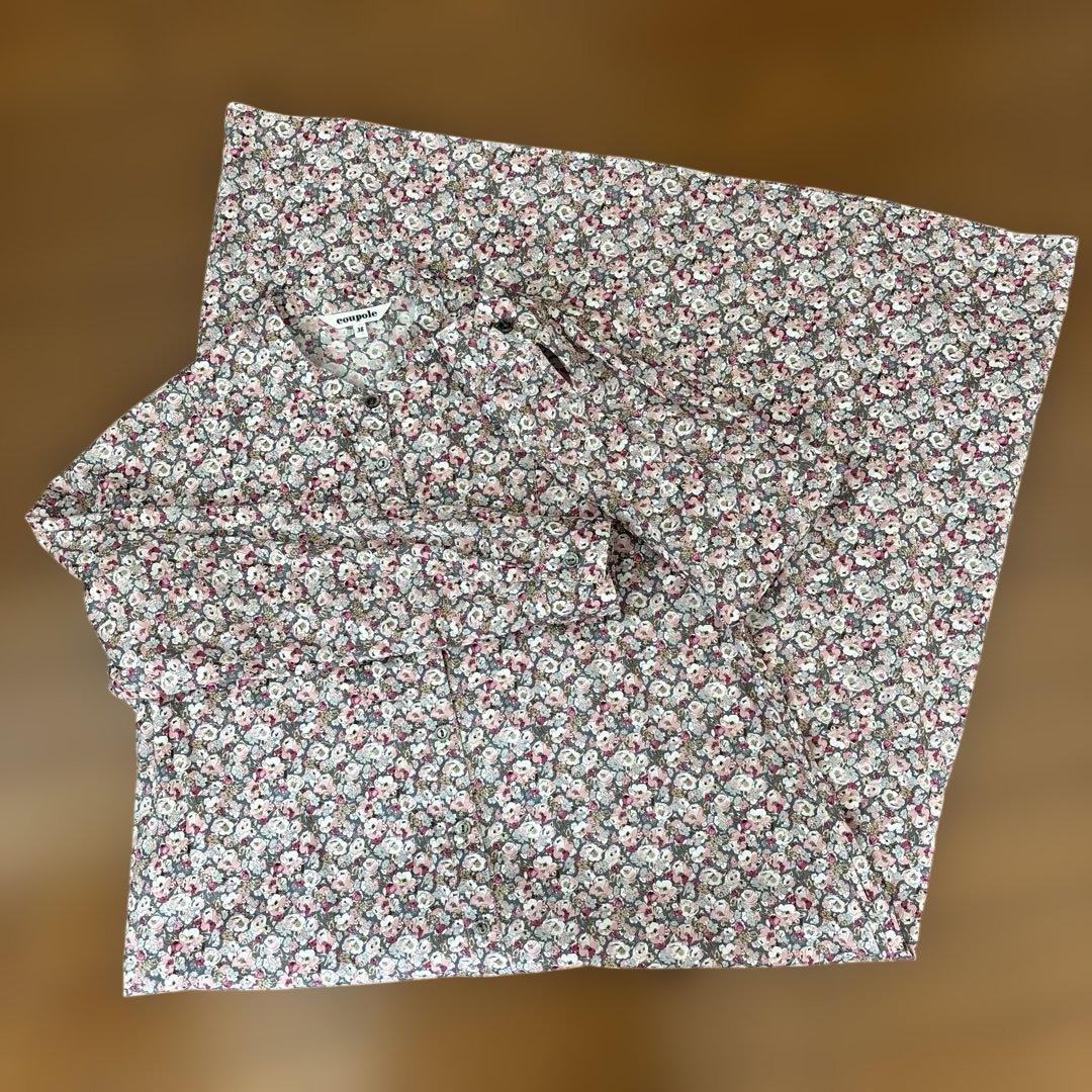 バンドカラー　シャツワンピース　リバティプリント