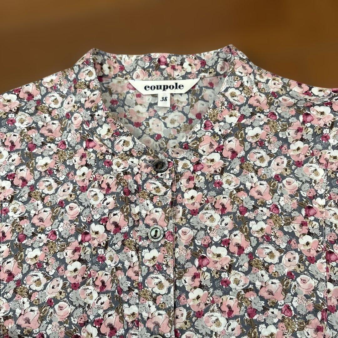 バンドカラー　シャツワンピース　リバティプリント