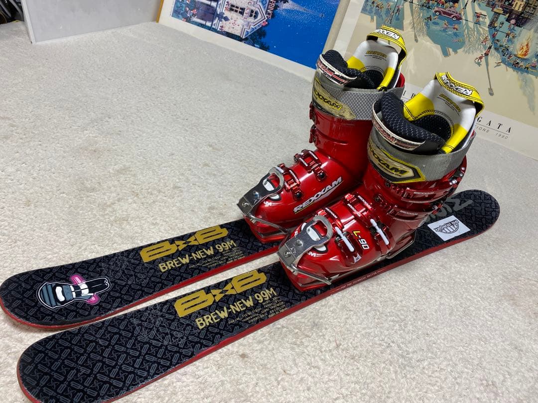 b×bショートスキー　99cm ブーツレグザム24cmショートスキーセット中古