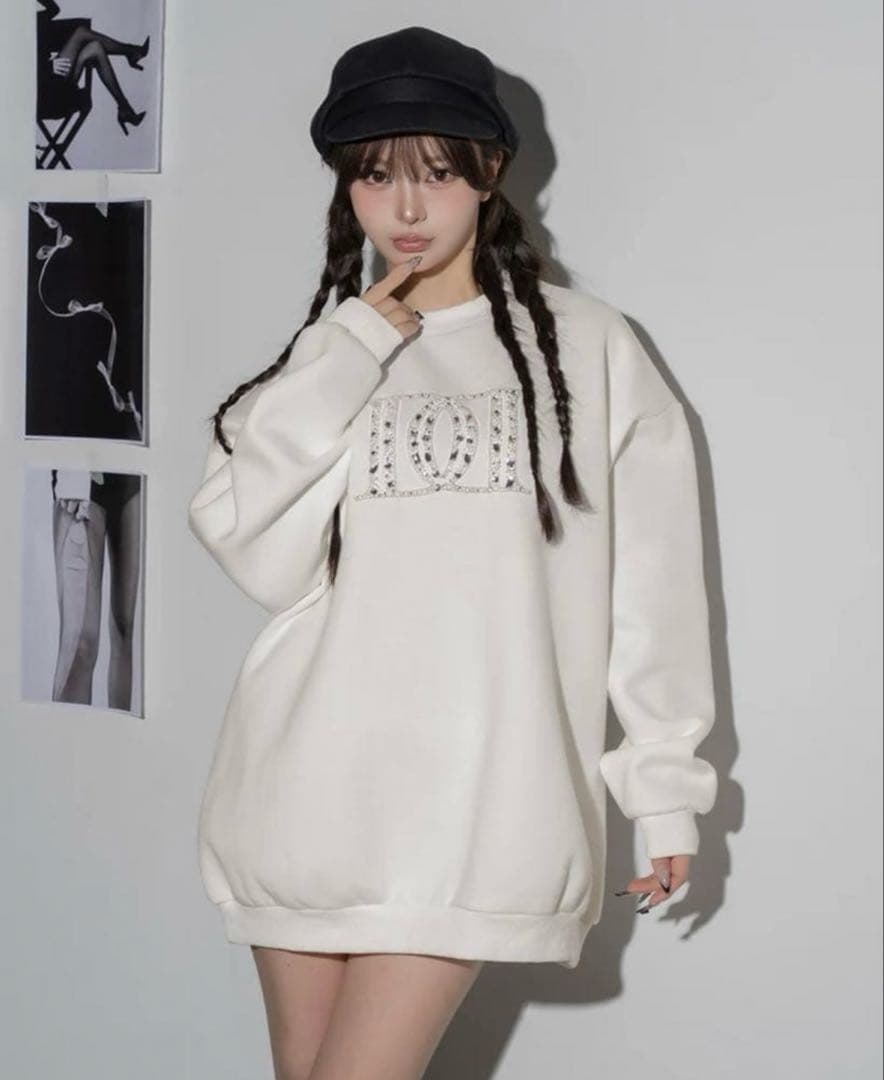 ダーリッチ DDロゴビジュースウェットプルオーバー　ホワイト