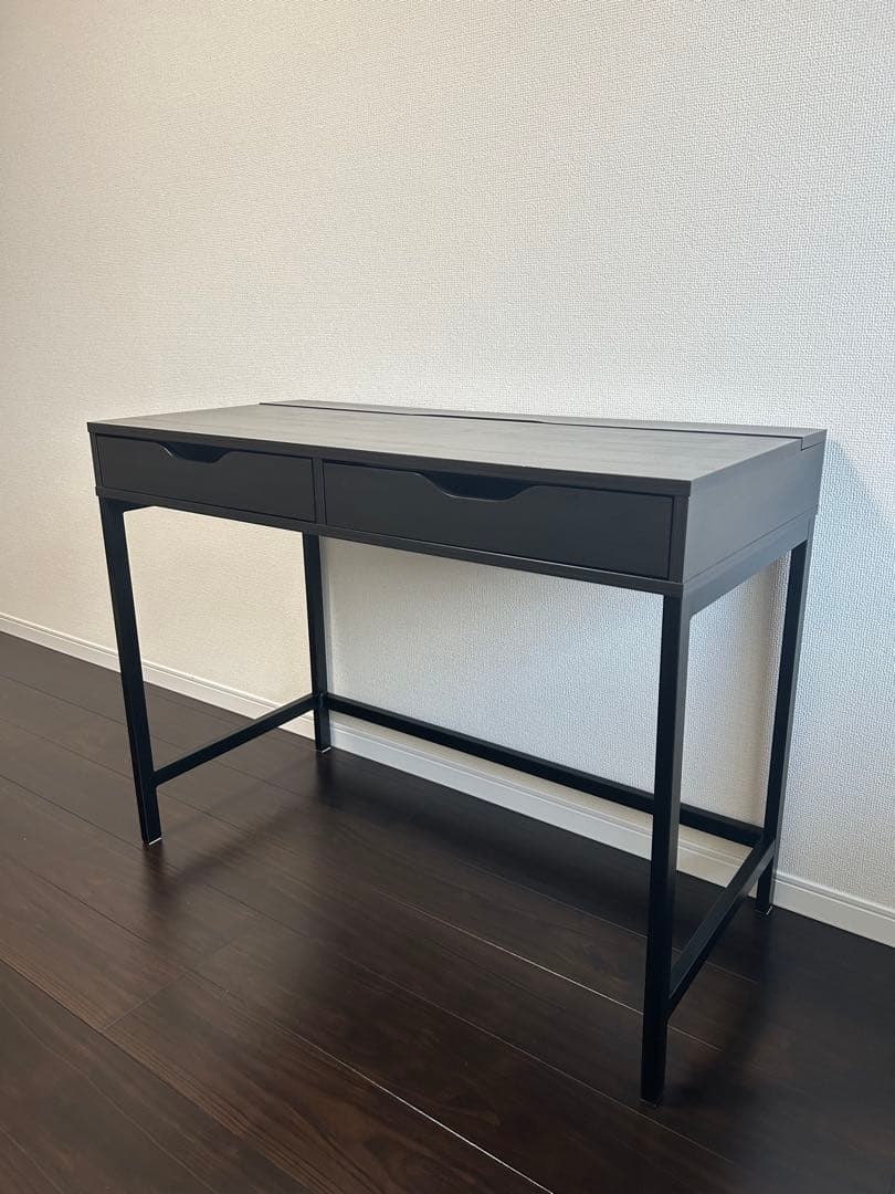 IKEA ALEX デスク 100×48cm ブラックブラウン 配線収納付き