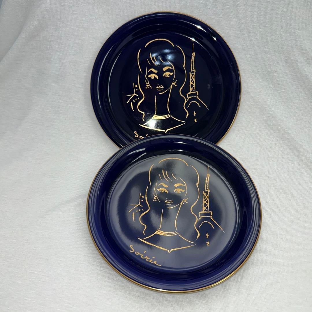 香蘭社　東郷青児　喫茶店ソワレ　ケーキ皿　2枚