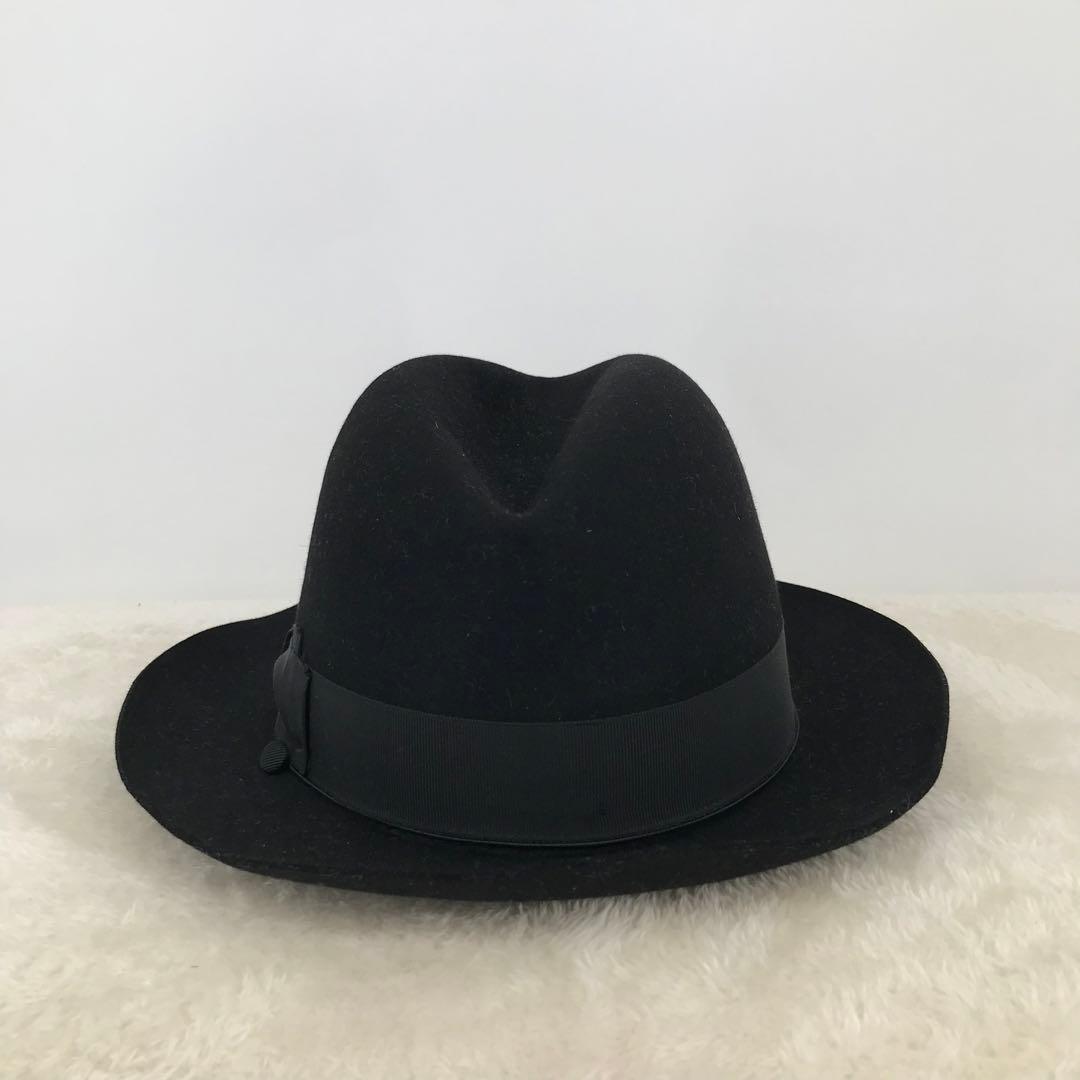 ボルサリーノ　ハット　57　ブラック　ラビットファー　イタリア製