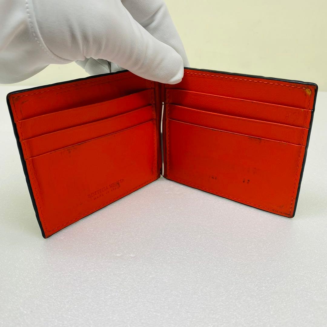 ボッテガヴェネタ　マキシイントレチャート　マネークリップ ブラック オレンジ