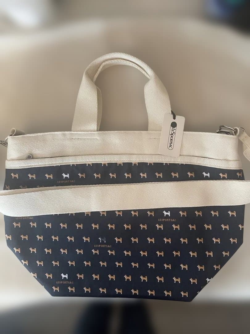 新品　レスポートサック　BUCKET TOTEデニムシバピクセル　柴犬柄