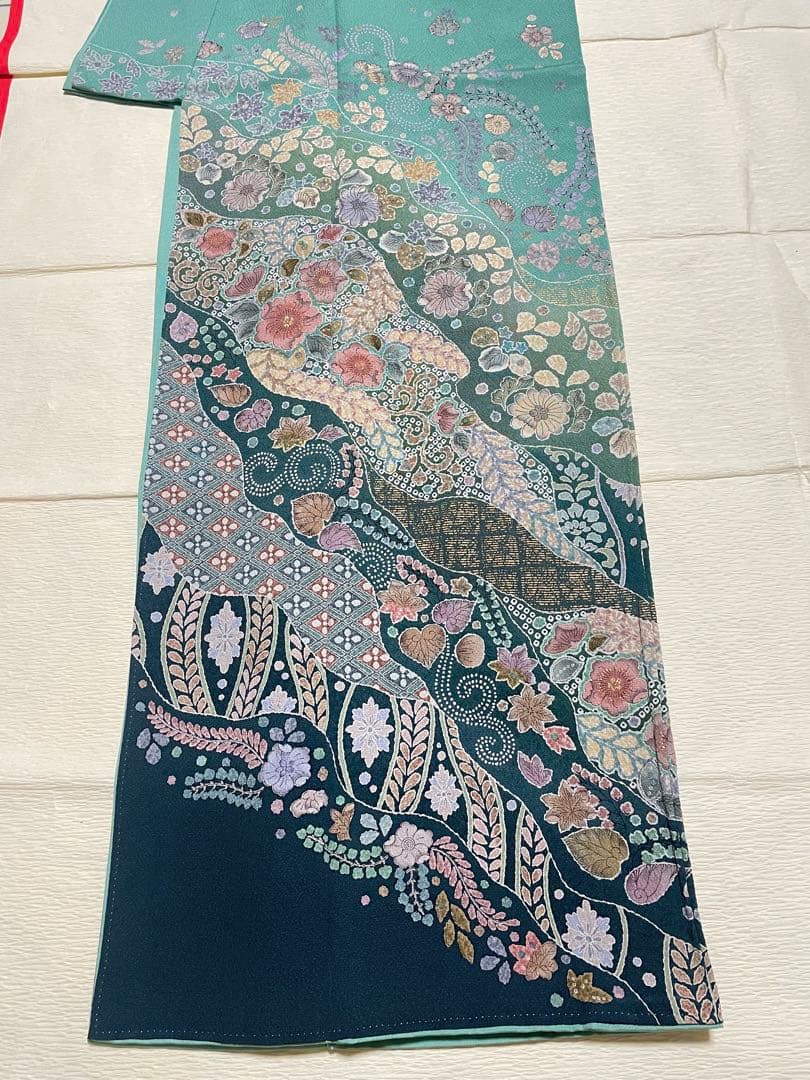 訪問着フルセット　辻ヶ花　絞り　金彩　道長取り　正絹　ガード加工済み