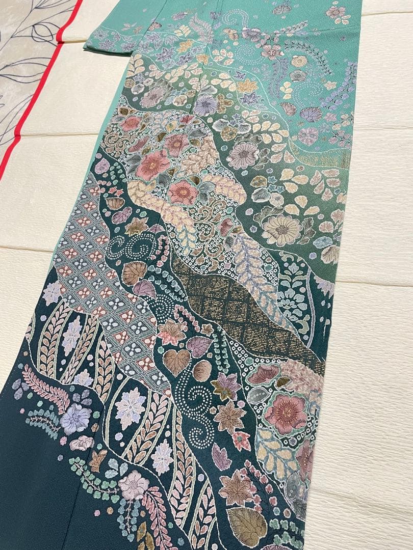 訪問着フルセット　辻ヶ花　絞り　金彩　道長取り　正絹　ガード加工済み