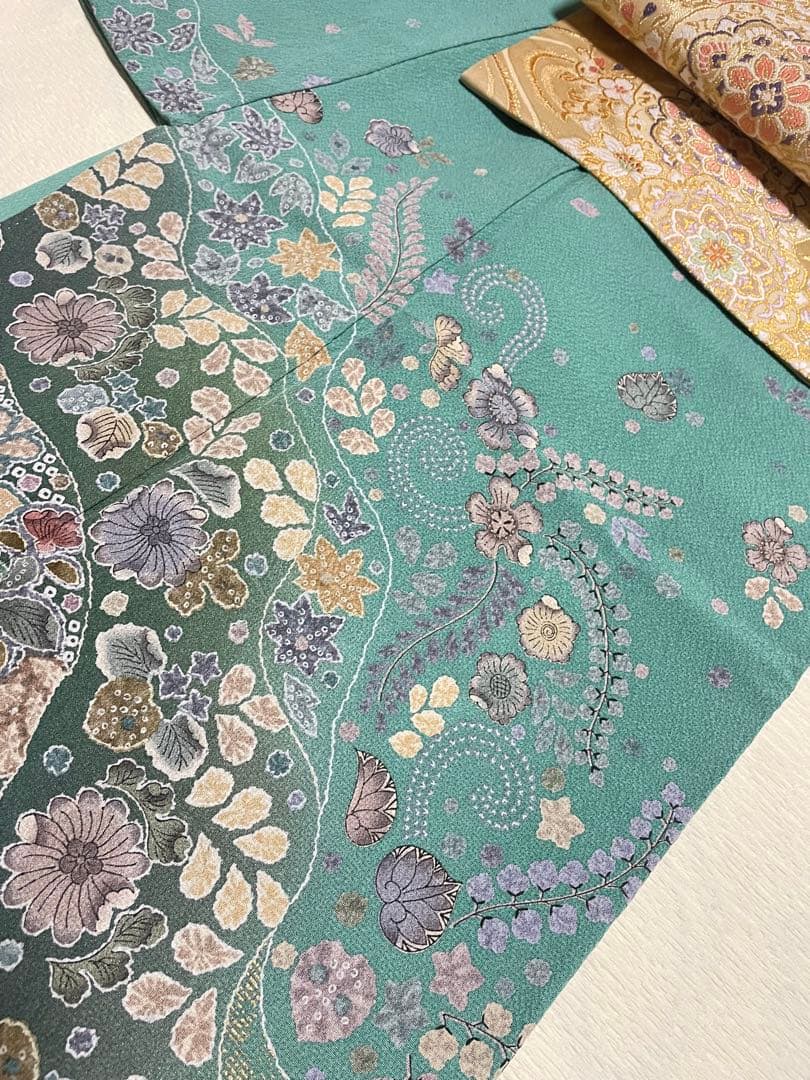 訪問着フルセット　辻ヶ花　絞り　金彩　道長取り　正絹　ガード加工済み