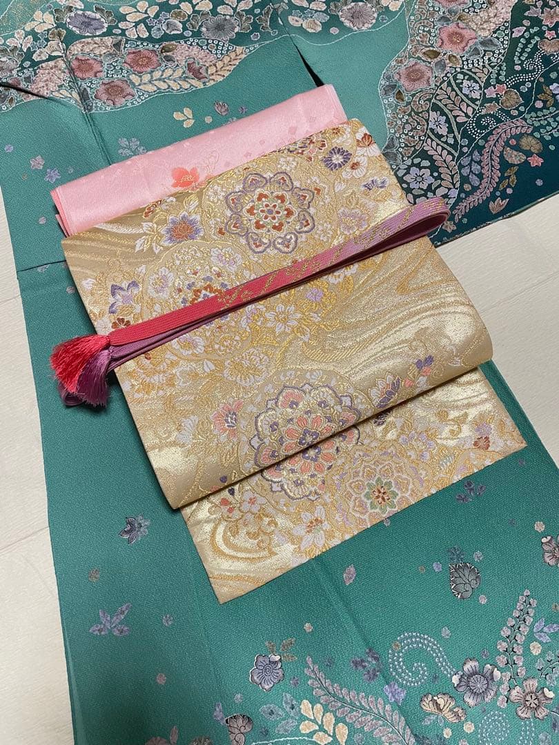 訪問着フルセット　辻ヶ花　絞り　金彩　道長取り　正絹　ガード加工済み