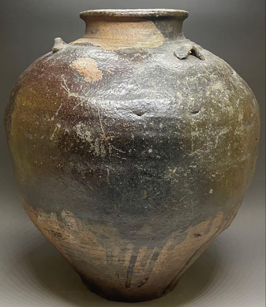大壺　37cm 　古信楽焼　三耳壺　江戸時代　T.c543