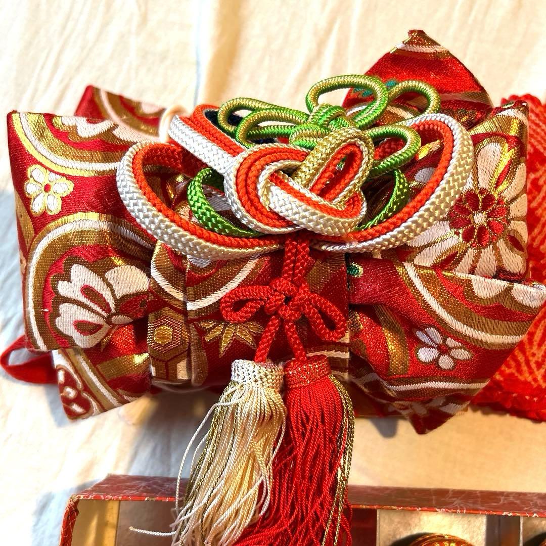 正絹着物　3歳七五三セット　飾り帯付き　髪飾りおまけ⭐︎