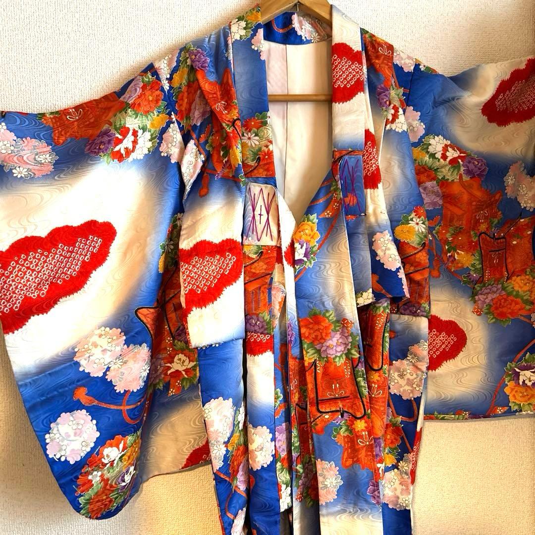 正絹着物　3歳七五三セット　飾り帯付き　髪飾りおまけ⭐︎