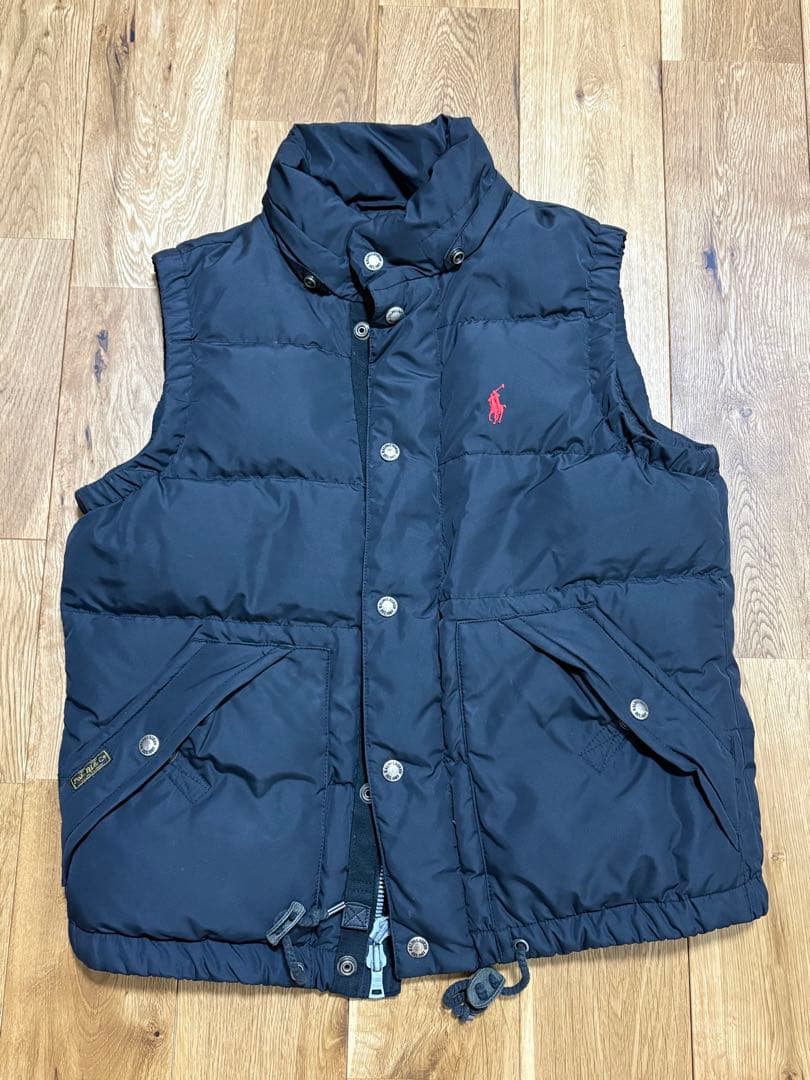 ポロラルフローレンダウンベスト　2way　フード ポニー刺繍 紺　M