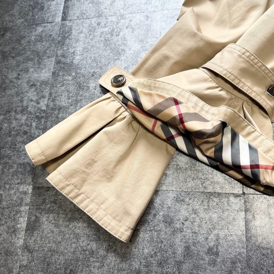 【美品】バーバリーブルーレーベル ノバチェック フォックスファー トレンチコート