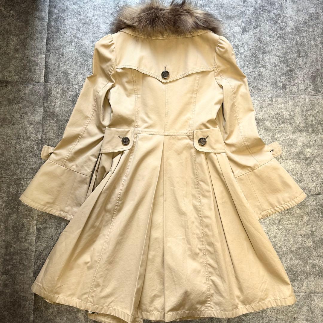 【美品】バーバリーブルーレーベル ノバチェック フォックスファー トレンチコート