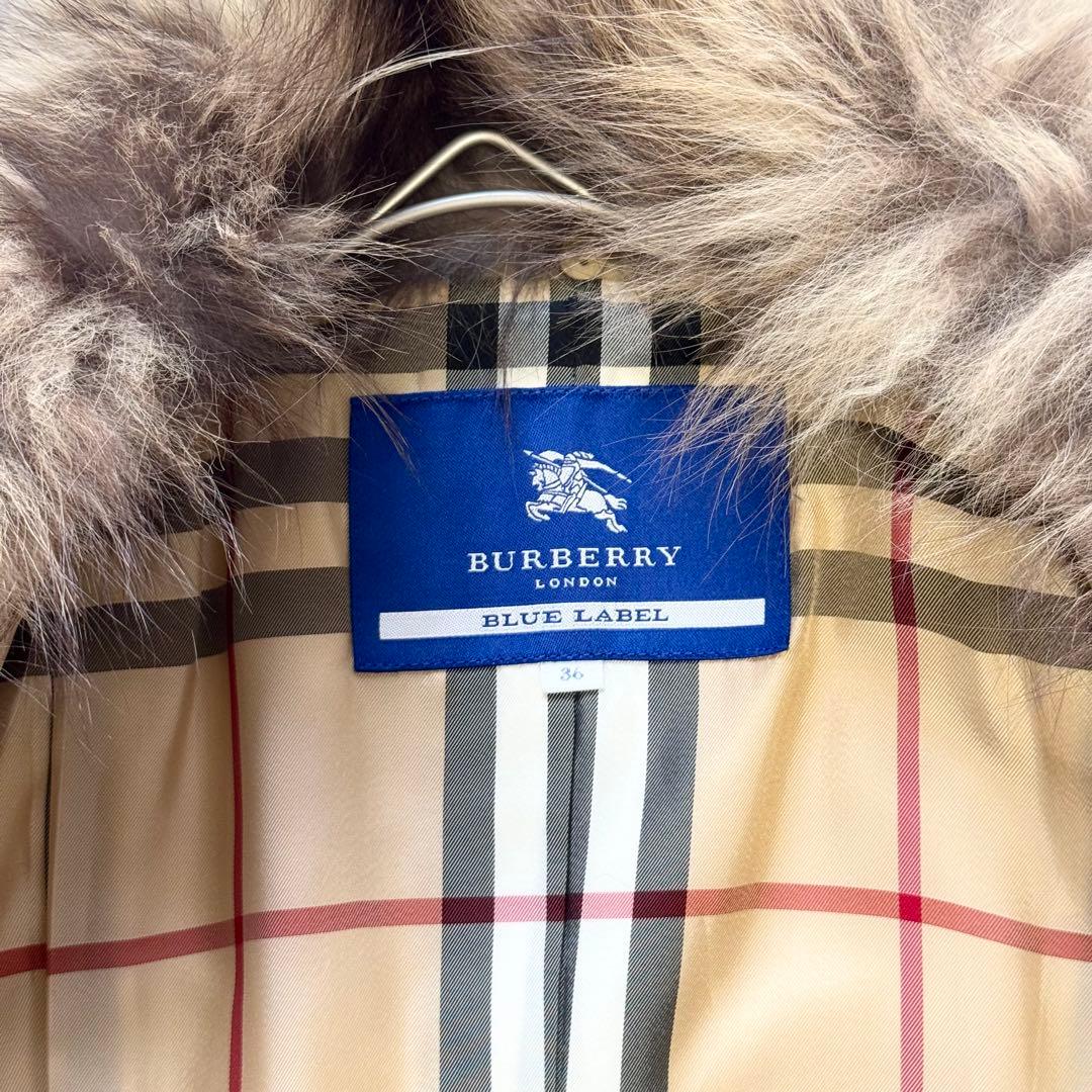 【美品】バーバリーブルーレーベル ノバチェック フォックスファー トレンチコート