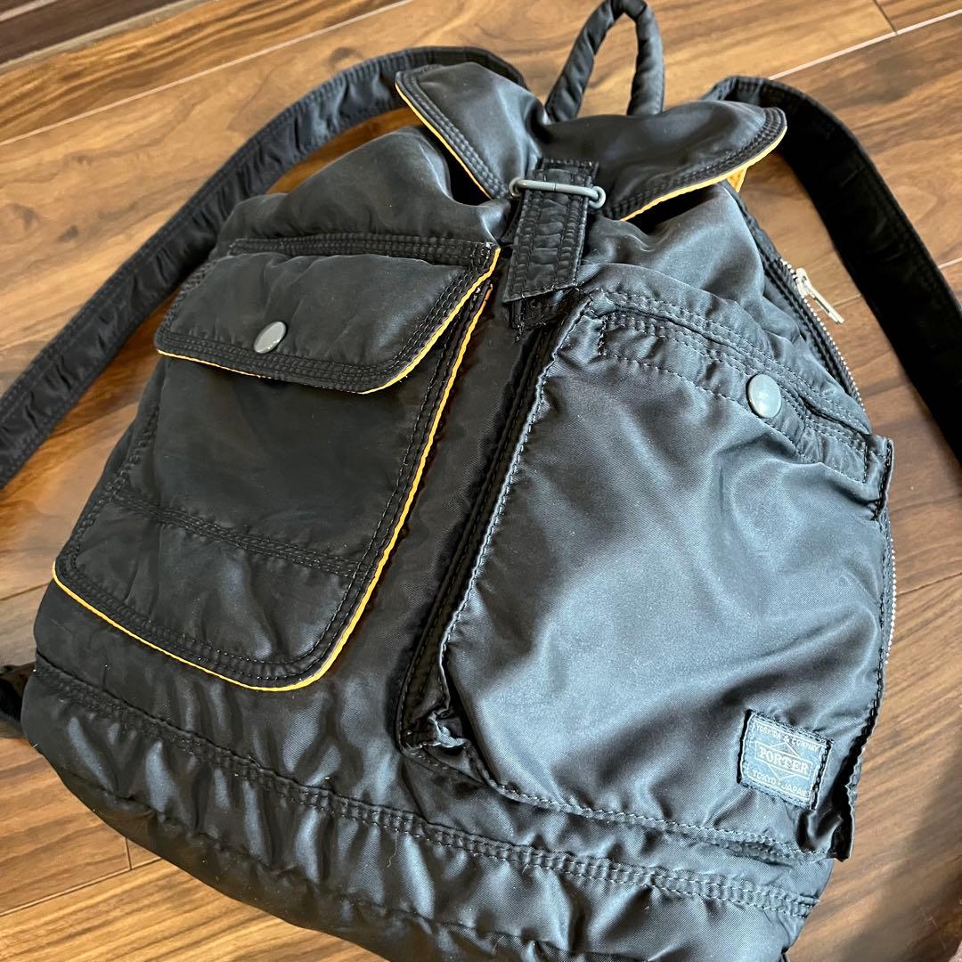 ポーター　タンカー リュック バックパック 吉田カバン 黒　オレンジ