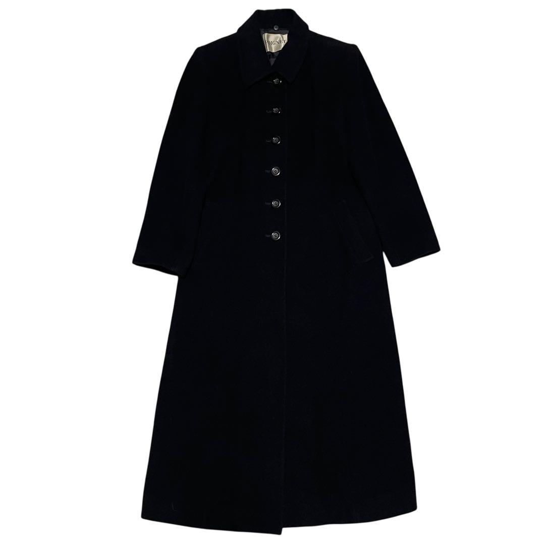 アンゴラ100%【POIGNET】マキシ丈ロングチェスターコート 日本製 黒 L