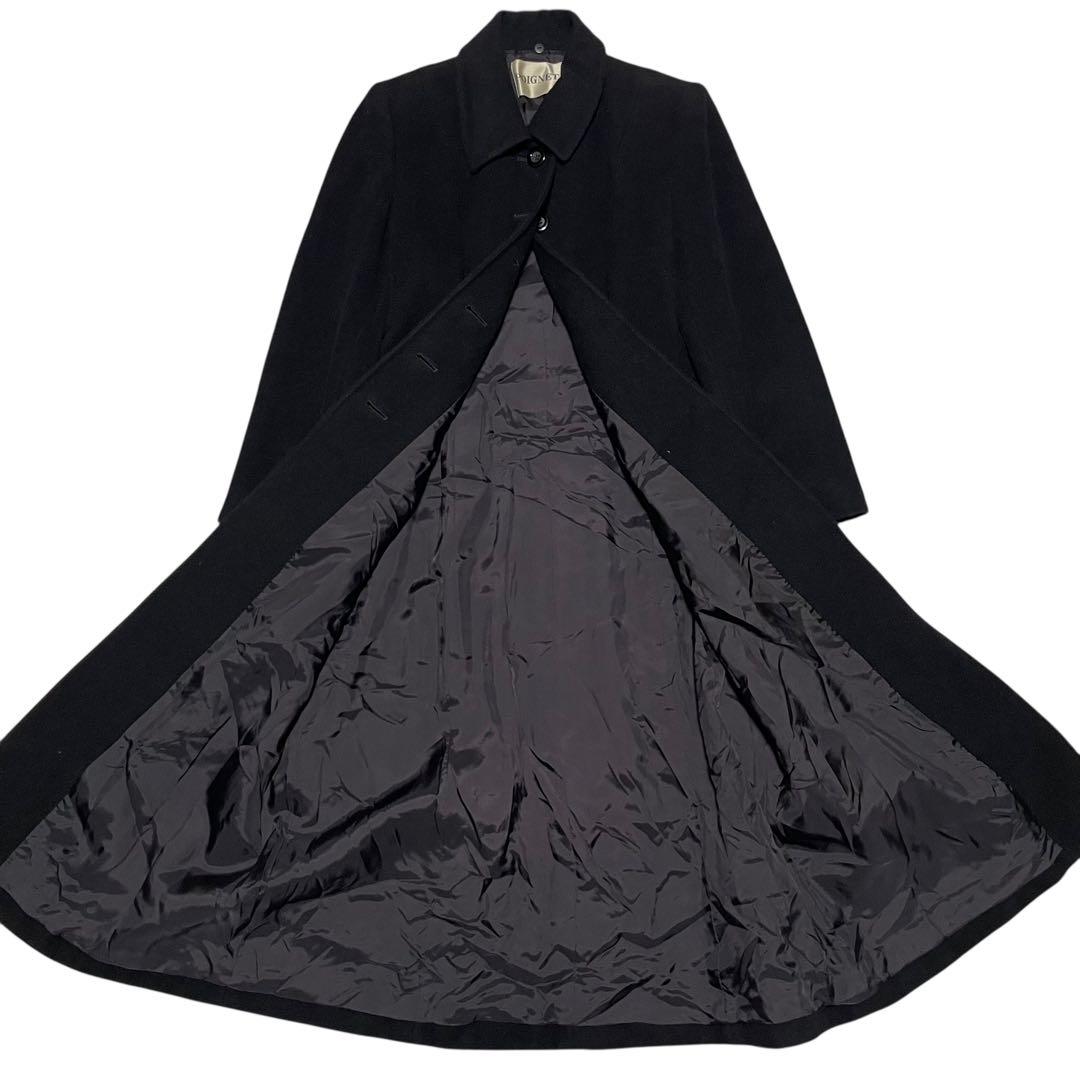 アンゴラ100%【POIGNET】マキシ丈ロングチェスターコート 日本製 黒 L