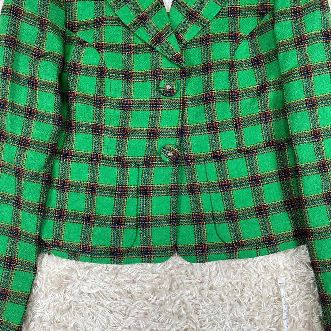 美品 ヴェルサーチ 短丈 メデューサボタン チェック柄 テーラードジャケット