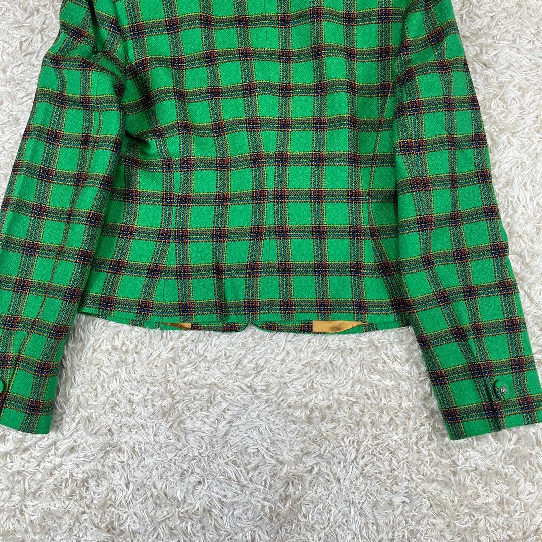 美品 ヴェルサーチ 短丈 メデューサボタン チェック柄 テーラードジャケット