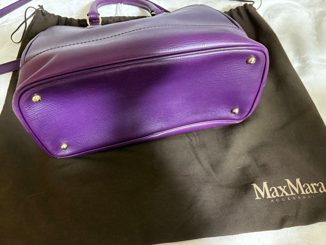 マックスマーラ　2way ショルダーバッグ　本革　保存袋付き　濃いパープル