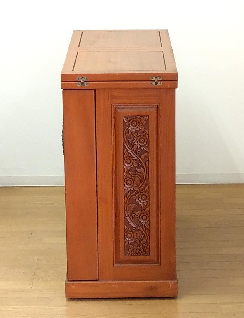 木製 アンティーク チーク材 バーカウンター キッチンカウンター ワインラック