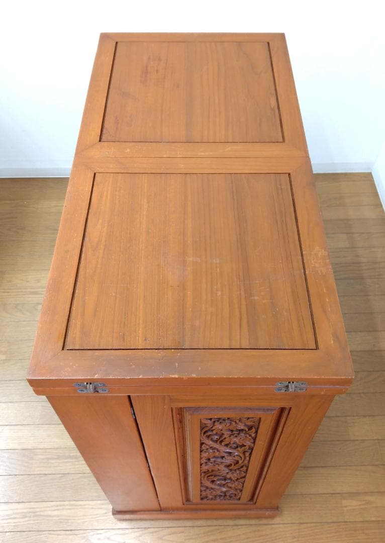 木製 アンティーク チーク材 バーカウンター キッチンカウンター ワインラック