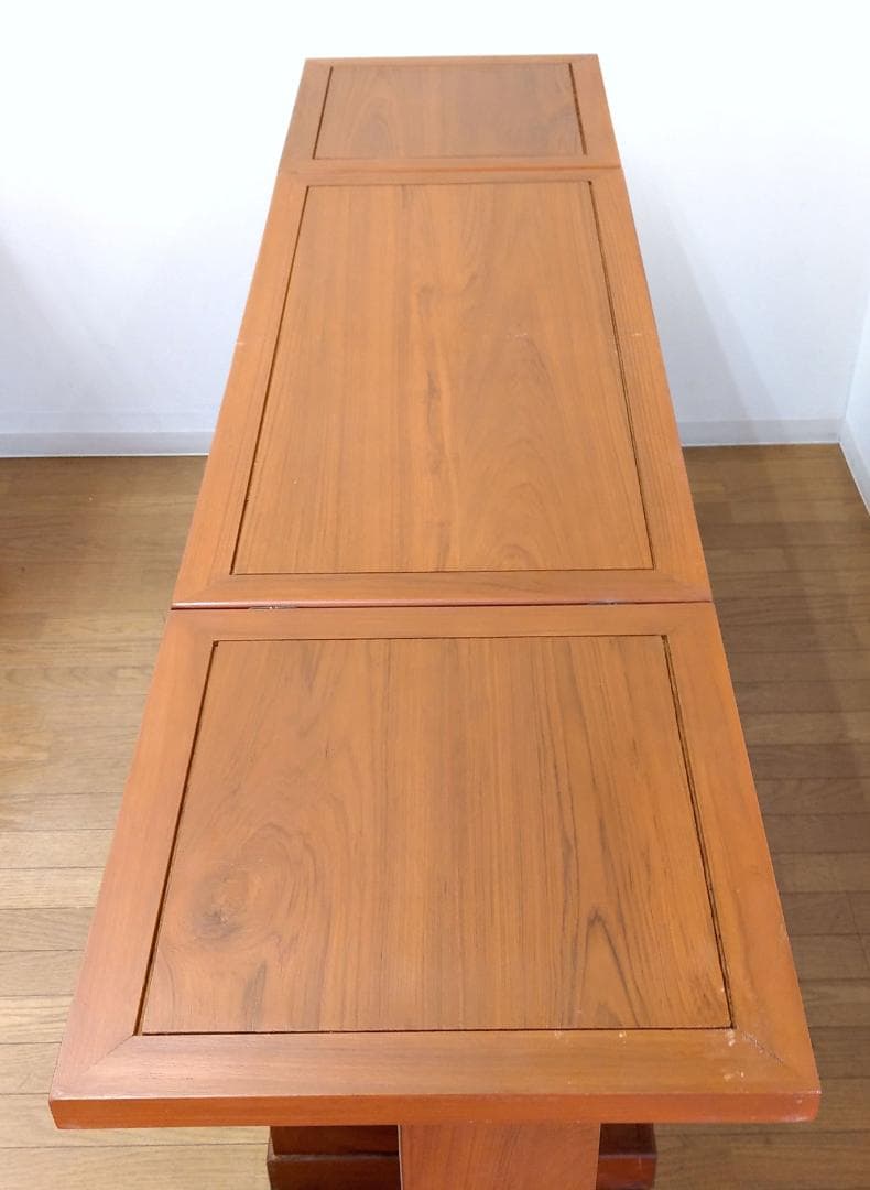 木製 アンティーク チーク材 バーカウンター キッチンカウンター ワインラック