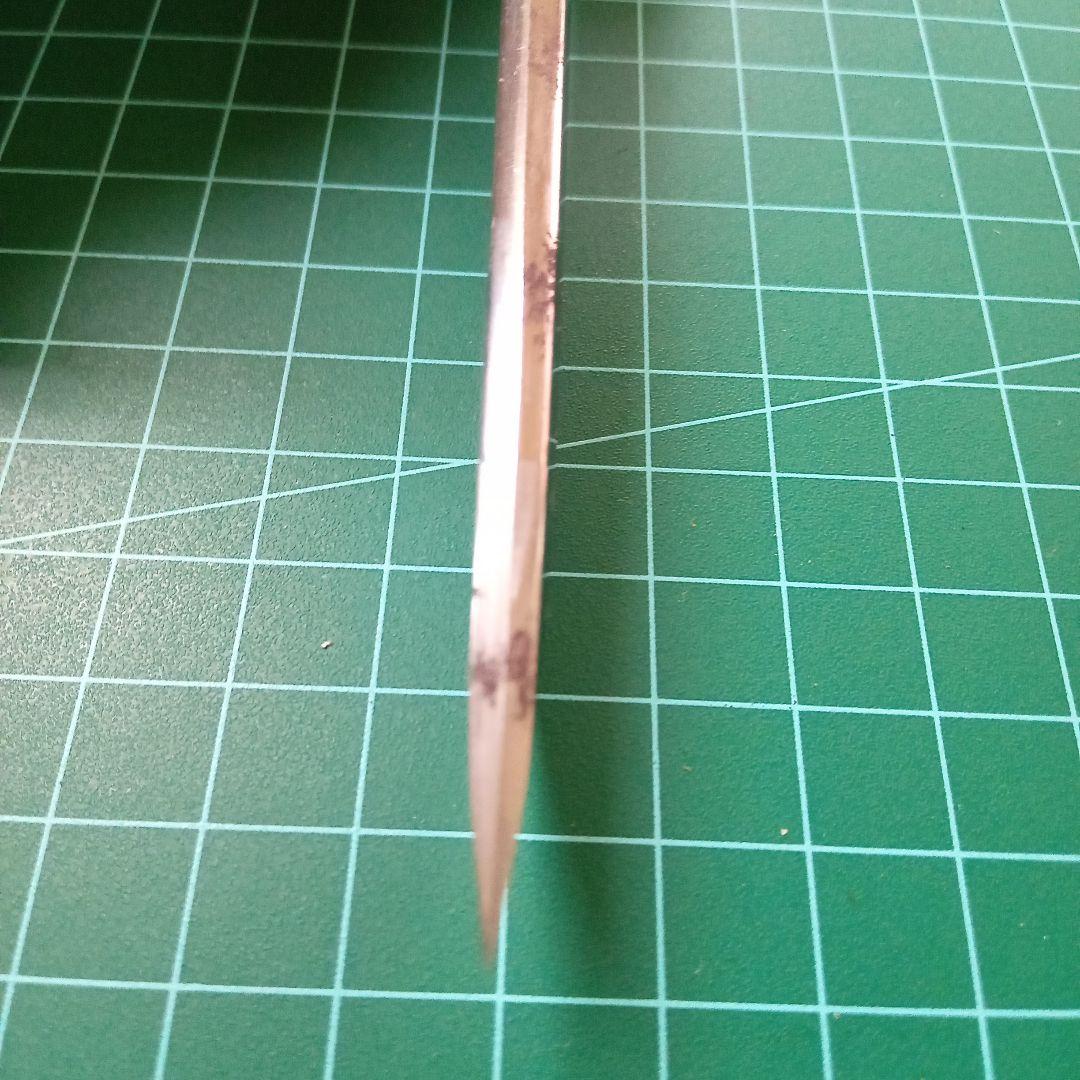 【ナイフ加工用玉鋼/合法サイズ】無銘脇差/錆身日本刀切先部分残欠※刃引き済み※