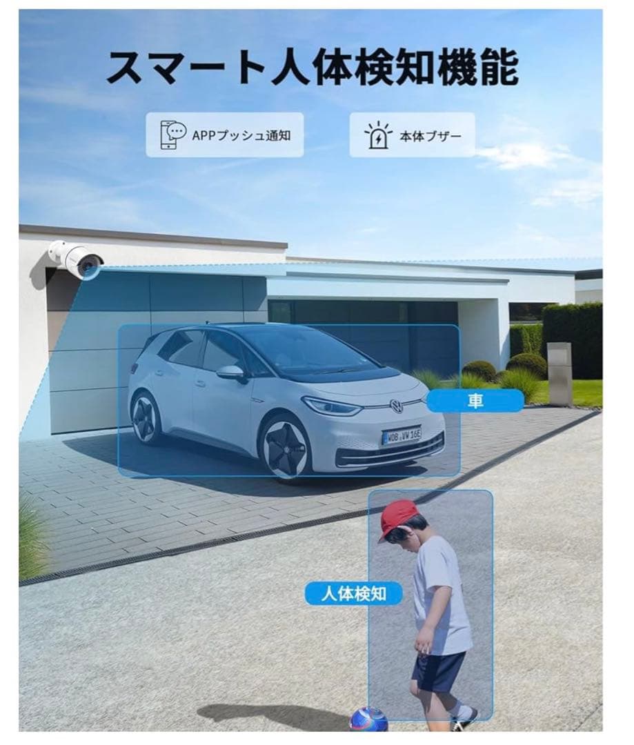 10095 OHWOAI POE防犯カメラセット 4台 有線防犯